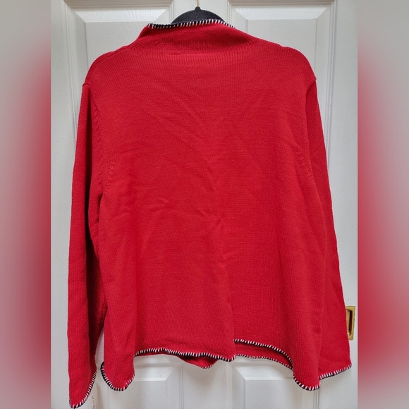 Village Sport Red Nautical America Women's 1/4 Zip Knit Sweater Size 2/Large NWT - Picture 2 of 4